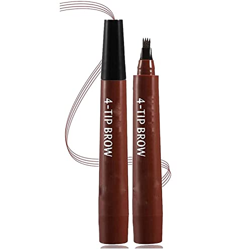 Kit penna per riempimento barba per sopracciglia impermeabile multiuso a 4 punti per uomo donna, penna per sopracciglia a lunga durata penna per sopracciglia/matita per barba (# 03 Marrone rosso)