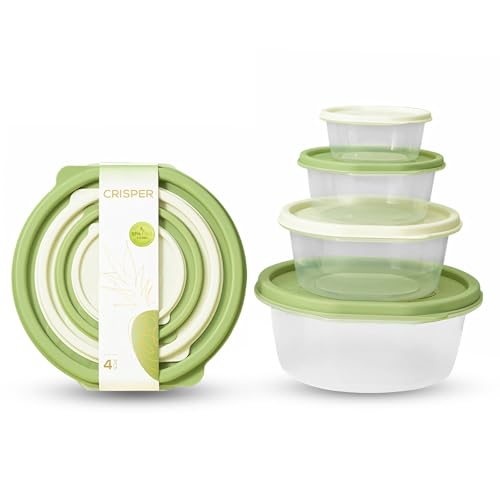 4 pezzi Contenitoris per alimenti, Contenitori ermetici per alimenti in plastica BPA-free, 200/500/1000/2000ml, Set contenitori per microonde, frigo e freezer, Ideale per cucina e pranzo fuori casa