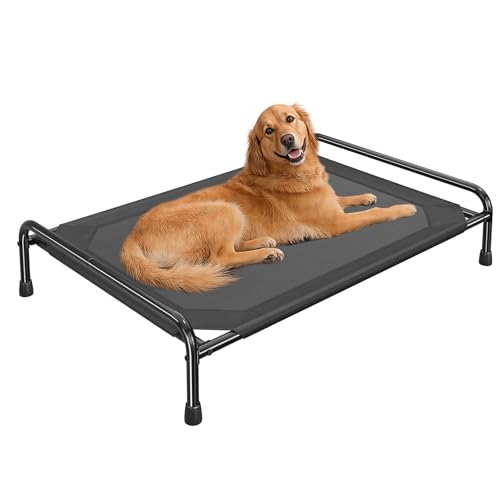 Ekisemio Cooling Breathable Elevated Dog Bed with Metal Frame for Large Dogs, Black