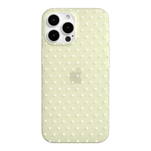 inewateri for iPhone 15 Pro Max Case Cute Polka Dot-Matte Yellow White