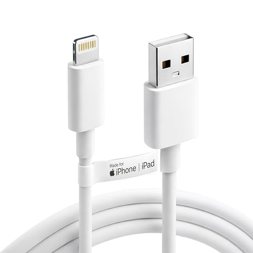 Image of USB to Lightning Cable, Apple MFi Certified Fast Charging & Data Sync Charging Cable Compatible with iPhone 14, 13, 12, 11, X, XS, XR, 8 Plus & iPad, Durable Lightning Cable, 6 Months Warranty HOMEMO