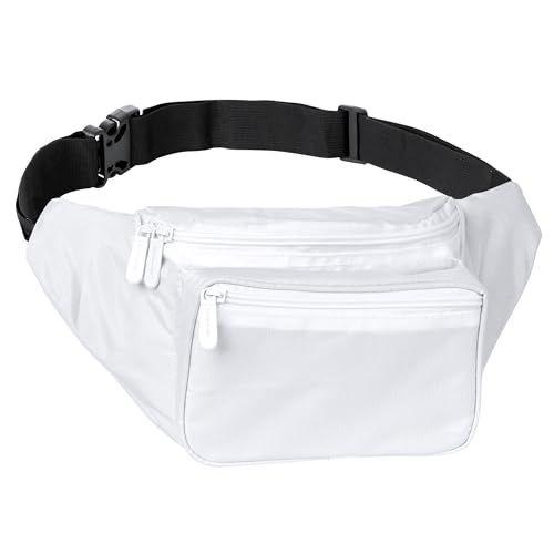 Image of Fanny Pack for Men & Women - Waist Bag Pack - Lightweight Belt Bag for Travel Sports Hiking, Solid White v2, One Size