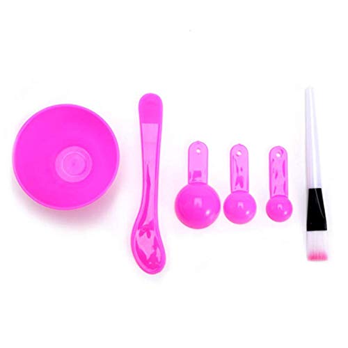 4 in1 Beauty DIY Facial Mask Bowl Mixing Brush Tool Makeup Spoon Face Stick Set PINK
