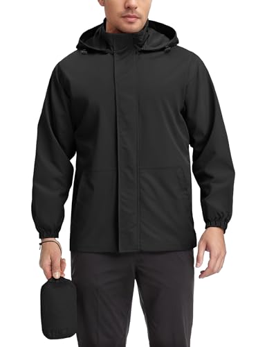 COOFANDY Rain Jacket Men Waterproof Lightweight Packable Raincoat Hooded Windbreaker For Hiking Golf Running