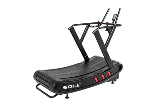 Image of SOLE C80 Curved Manual Treadmill - Self-Powered Motorless Running Machine with Slat Belt, 8 Magnetic Resistance Levels, Bluetooth LCD Console, 19 inch x 62 inch Deck, 330 lb Capacity for Home Gym Cardio