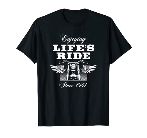 Mens 81 Year Old Motorcyclist Motorcycle Lover 1941 81st Birthday T-Shirt
