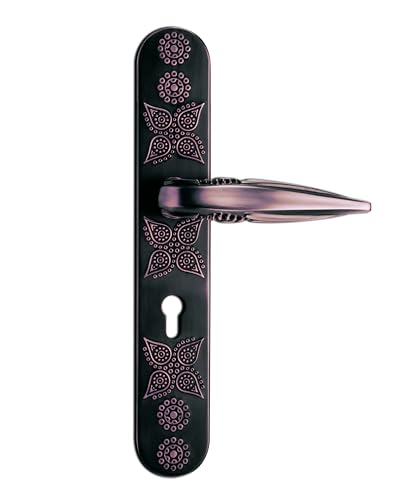 Image of Godrej Mortise Lock | Handle Lock Set for Main & Bedroom Door| Arsa Udaan 350 mm Plate Handle | 240 mm Eco Lock Body | 70 mm Eco Pin Cylinder 1CK | Antique Copper| 5 Year Warranty