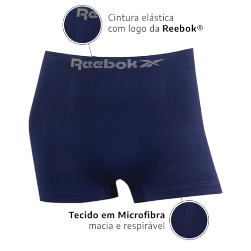 Kit 7 Cuecas Boxer Reebok Masculinas Microfibra Classic Sortida
