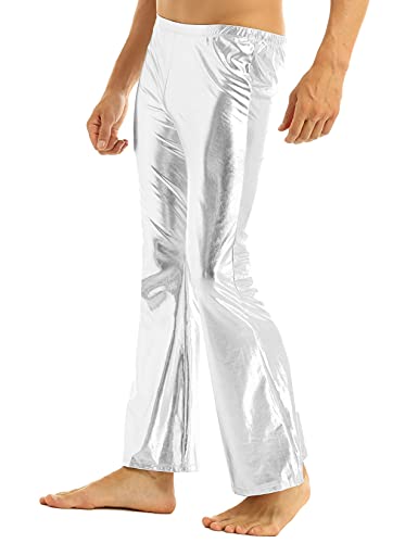 Men's Shiny Metallic Bell Bottom Retro Vintage 60s 70s Disco Bootcut Flared Pants Trousers4