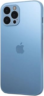 جراب حماية فاخر من الزجاج المطفي باطار البولي يوريثين المقاوم للحرارة الناعم لموبايل ايفون 12 برو لون ازرق سييرا