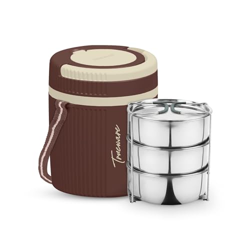 Image of Tureware Electric 3 PU Insulated 304 Grade Stainless Steel 3 Container 450 ML Each Thermoware Electric Lunch Box