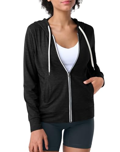 Pioneer Camp Women's Full Zip Up Workout Hoodie Soft Lightweight Hooded Sweatshirts Sweat Jacket Athletic Gym Yoga Casual