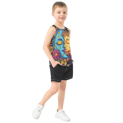 Boys' Tank Top Shirt Colorful Moon Sun Sleeveless T-Shirts4