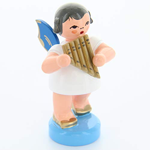 Engel mit Panflöte - Blaue Flügel - stehend - 6cm / Weihnachtsengel...