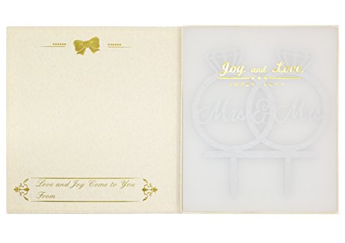 Lovenjoy Gift Box Pack Lesbian Mrs And Mrs In Diamond Rings Same Sex Monogram Wedding Anniversary Cake Topper (5.3-Inch, White) (Silver) #TOP1