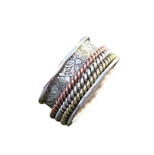 Amazon.com: Three Tone Spinner Ring! 925 Sterling Silver! Spinner Rings ...