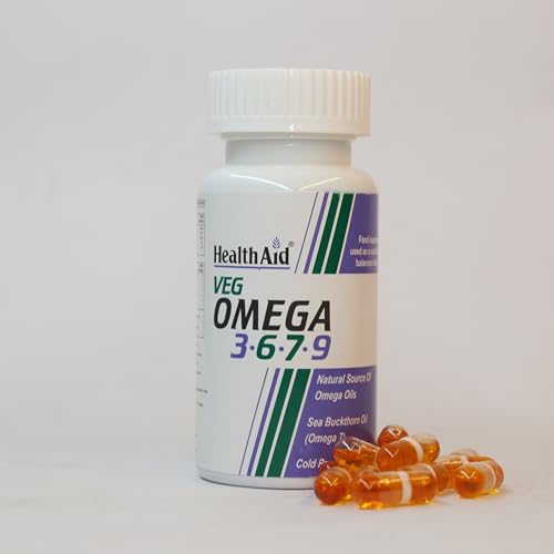 Image of HealthAid Veg Omega 3 6 7 9 - Plant-Based Fatty Acid Supplement for Heart, Brain, Joints & Digestion Support | High Absorption | 60 Softgel Capsules for Men & Women