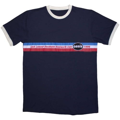 Oasis 1996 Tour Horizontal Stripes Ringer T Shirt Size M