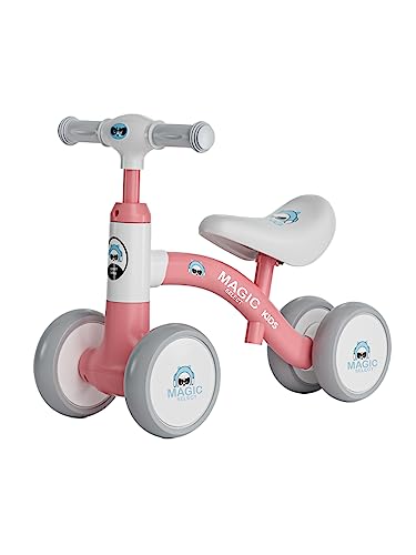 MAGIC SELECT Bicicleta sin Pedales para Niños a Partir de 1 Año. Mini Triciclo Infantil. Correpasillos para Bebés Ligero, con 4 Ruedas y Sillín Ajustable. Juguete Infantil. Regalo para Niños y Niñas.