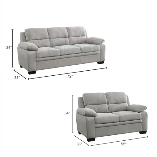 Image of Torque - Jett Plush Premium 3+2 Seater Sofa Set (Light Grey) | Sectional Sofa 5 Seater 3 Plus 2 | 5 Seater Fabric Sofa for Living Room Office | 1 Year Warranty