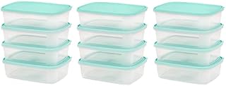 12 x Food Storage Box Container with Lid Airtight 1 Litre Everyday Use Dishwasher, Freezer and Microwave safe BPA free - 19 x 14 x 5.5cm