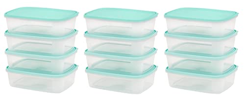 12 x Frischhaltedosen mit Deckel, luftdicht, 1 Liter, für den täglichen Gebrauch, spülmaschinen-, gefrier- und mikrowellengeeignet, BPA-frei, 19 x 14 x 5,5 cm Cover