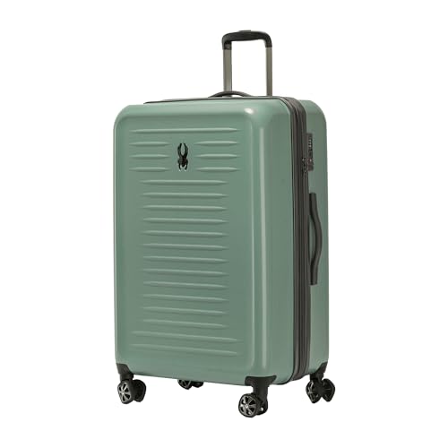 Spyder Rails Expandable Hardside Upright Suitcase with 360° Spinner Wheels, TSA Approved Lock (Sage, Large Checked)