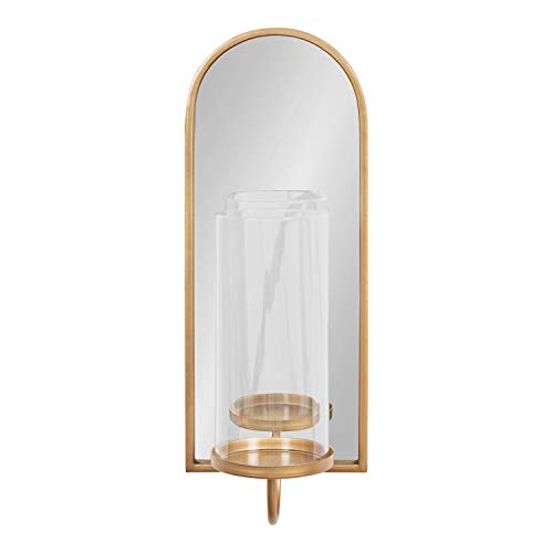 Kate And Laurel Ezerin Arched Mirror Wall Sconce, 6 X 5 X 16, Gold, Modern Decorative Wall Sconce Candle Holder #TOP5