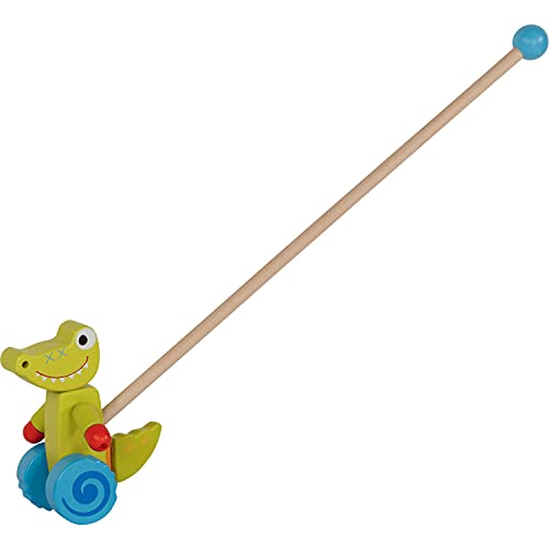 goki 54875 Krokodil, anmimal zum Schieben No aplica schleppspielzeug, bunt