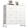 WLIVE White Dresser for Bedroom 6 Drawer Double Dresser Fabric Storage Tower with Fabric Bins Chest of Drawers for Closet Living Room Hallway