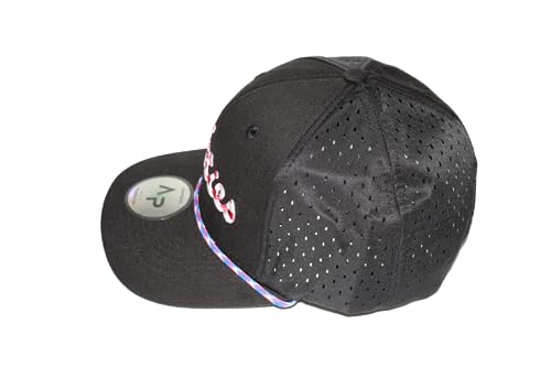 Image of USA Titties Black with Black Laser Mesh Red, White, and Blue Rope Golf Hat Men Women Funny Baseball Cap Trucker Hat