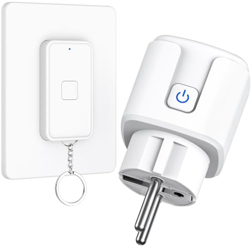 Prise Telecommande Sans Fil,Prise Commandée avec Telecommande Charge de 16A/3840W Portée de 100 Feet en Zone Ouverte Porte-clés Portable Prise Electrique avec...