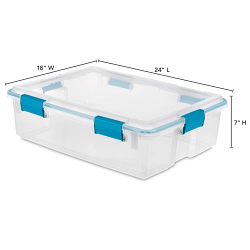 Sterilite Gasket Box, Stackable Storage Bin with Latching Lid, 37 Quart, 4 Pack - Image 3