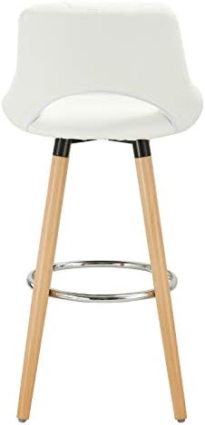 WOLTU Breakfast Kitchen Counter Bar Stools Set of 2 pcs Faux Leather Seat Bar Chairs Wood Legs Barstools White High Stools