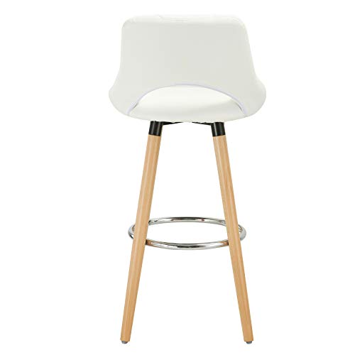 WOLTU Breakfast Kitchen Counter Bar Stool Faux Leather Seat Bar Chair Wood Legs Barstool White