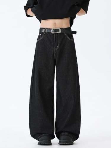 Men's Pants Denim Straight Jeans Light Loose Wide Leg Trouser for Man3