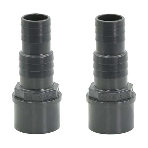 HAF 2X PVC Druckschlauchtülle mit 32mm 38mm x 50mm | Schlauchtülle x Klebestutzen | Schlauchverbinder aus grauem PVC-U | PN16 für Poolfitting Pool Schwimmbad Poolverrohrung Druckleitung