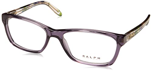 Ralph By Ralph Lauren Women's Ra7039 Square Prescription Eyewear Frames, Shiny Transparent Violet/Demo Lens, 53 Mm #TOP29