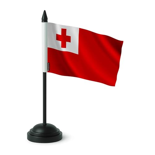 Drapeau de Table Tonga 14x21cm aux Finitions Soignées en Polyester Premium