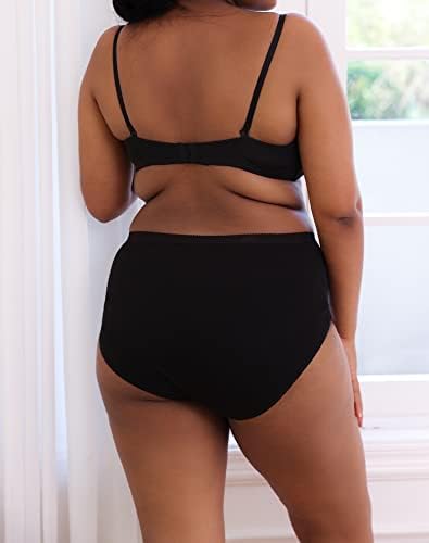 INNERSY Women's Plus Size XL-5XL Cotton Underwear High Waisted Stretchy Briefs 5-Pack
