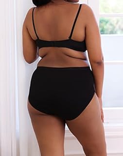 INNERSY Women's Plus Size XL-5XL Cotton Underwear High Waisted Stretchy Briefs 5-Pack(Black,5X-Large)