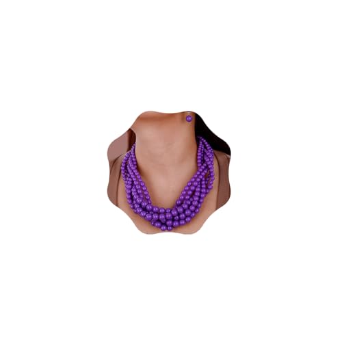 Aimimier 1920s Multilayer Twisted Beads Cluster Necklace with Earrings Collar Bib Choker Necklace Fashion Jewelry for Women (Purple)