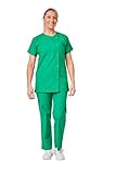 Hurry Jump Ensemble Uniforme Medical Femme :Uniforme santé proprete Clinique hopital Blouse Medical + Pantalon Infirmière Aide Soignante Vétérinaire Dentiste Grass Green TL