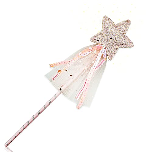 Princess Wand Angel Fairy Wand Glitter Star Wand Star Fairy Costume Props Angel Fairy Wands Sticks for Birthday Wedding Party Cosplay Favors Role Play Toys (Pink)
