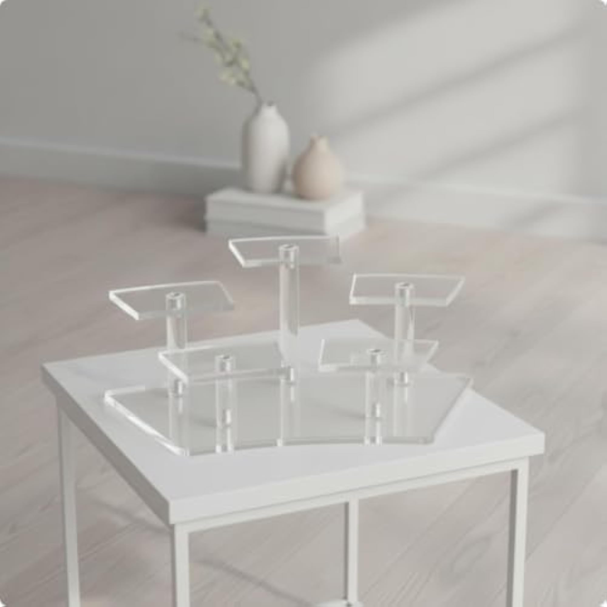 Acrylic Curved Display Rack Tabletop Figurine Organizer