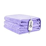 Electric Heated Blanket 72'x84' Full Size, Soft Coral Fleece with 4 Heating Levels and 10 Hours Auto-Off, Machine Washable, Cozy Plush Fabric for Home, Light Purple