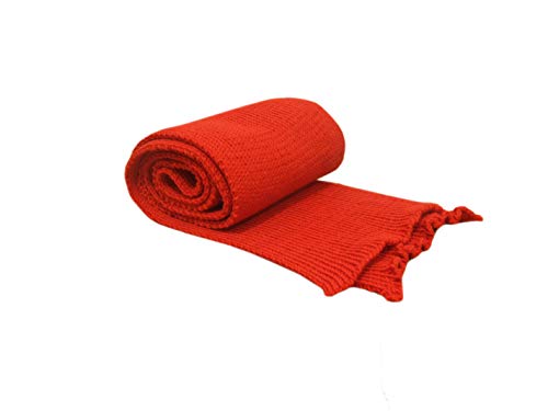 Écharpe tricotée laine mérinos rouge pour en finir avec le cou gelé et les irritations