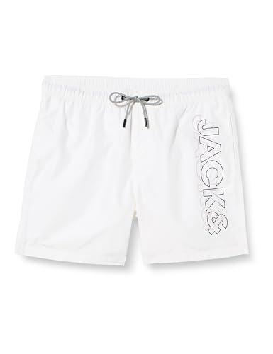JACK & JONES Jpstfiji Jjswim Double Logo Sn LY Bañador Corto, Blanco, S para Hombre