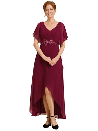 Image of Ever-Pretty Women's Formal Dress A Line V Neck Applique Waist Tea Length Wedding Guest Dress 02027