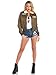Leg Avenue Women's Top Gun Costume Bomber Jacket, Khaki, Small